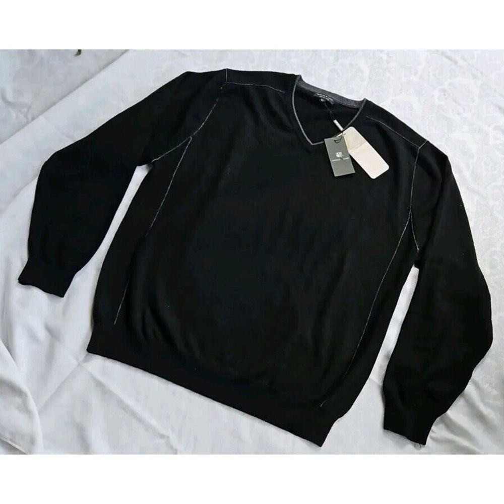 NEW Bridge & Lord Merino Wool Cashmere Sweater Black Gray 2X‎ XXL Luxurious